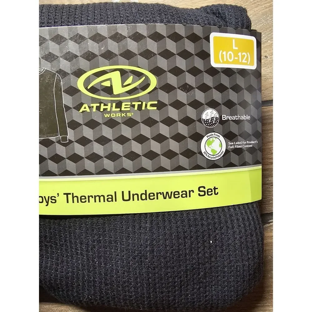 Athletic‎ Works Youth Boys' 2-Piece Waffle Thermal Layering Underwear Set Sz L